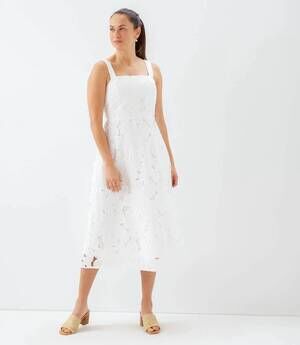 NEW KAREN KANE embroidered cut-out sundress in off white